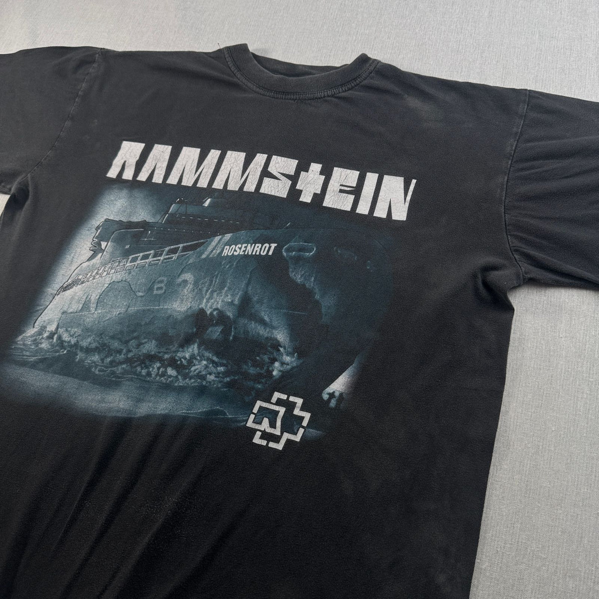 90s ROSENROT RAMMSTEIN ラムシュタイン Tシャツ 黒 バンドT 両面プリント フェード 2603-0198