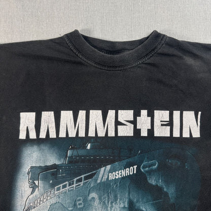 90s ROSENROT RAMMSTEIN ラムシュタイン Tシャツ 黒 バンドT 両面プリント フェード 2603-0198