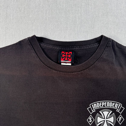 00s INDEPENDENT アイアンクロス インディペンデント Tシャツ オールドスケート スケボー 黒 M 2603-0199