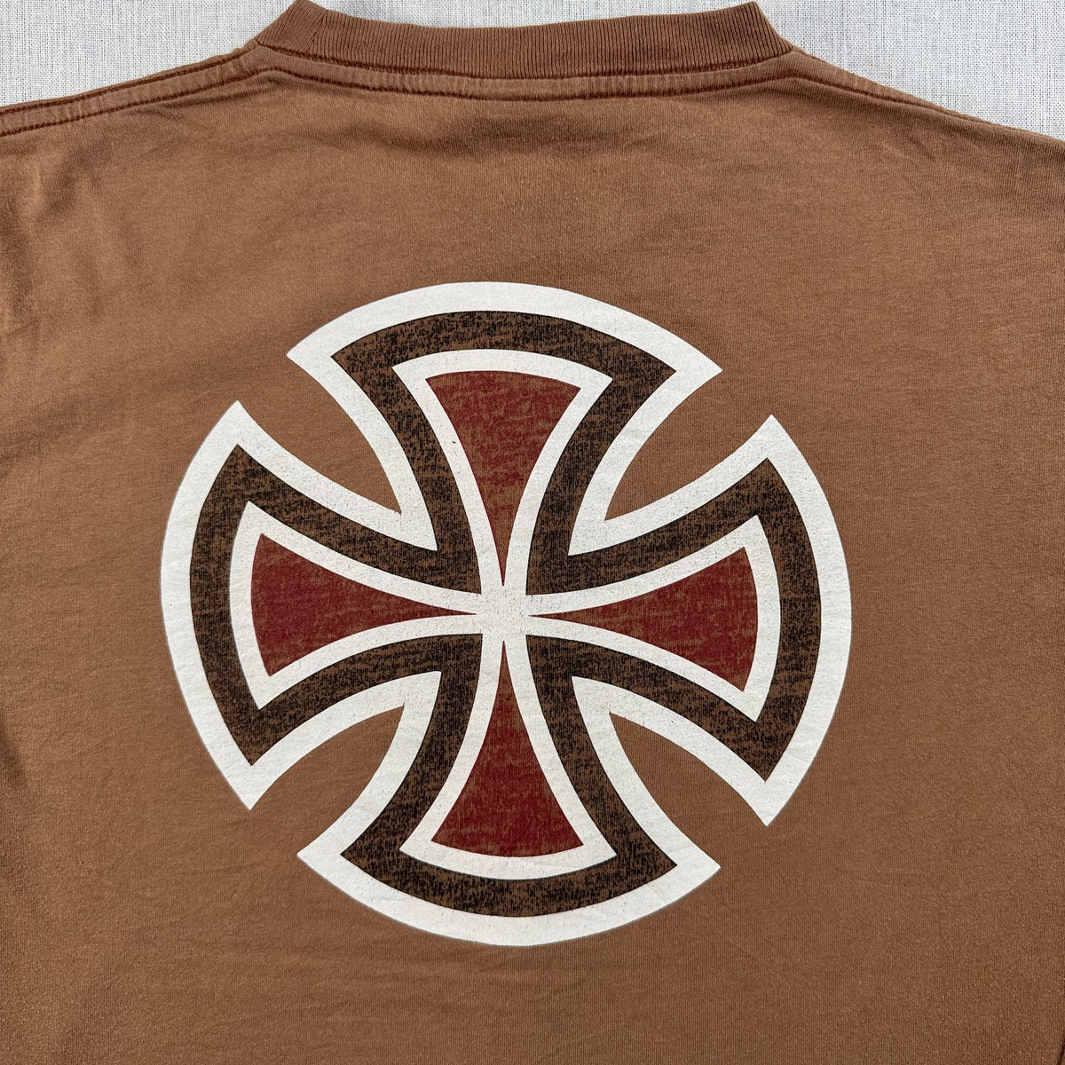 00s ロンT INDEPENDENT アイアンクロス インディペンデント 茶色 ブラウン 長袖 Tシャツ オールドスケート M 両面プリント ロゴ 2603-0201