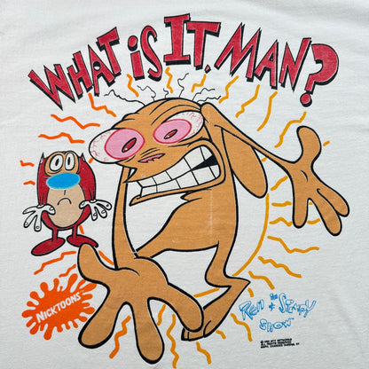 90s REN & STIMPY レン スティンピー Tシャツ USA製 アメコミ キャラクター 白 XL 2603-0203