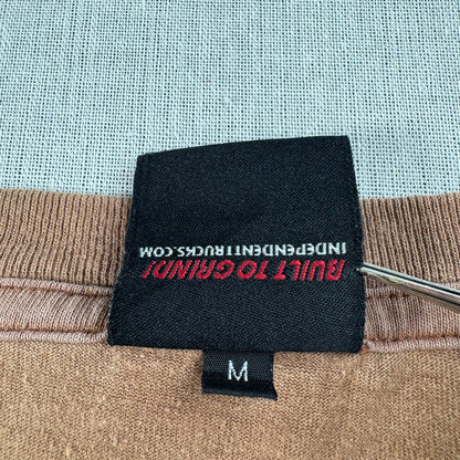 00s ロンT INDEPENDENT アイアンクロス インディペンデント 茶色 ブラウン 長袖 Tシャツ オールドスケート M 両面プリント ロゴ 2603-0201