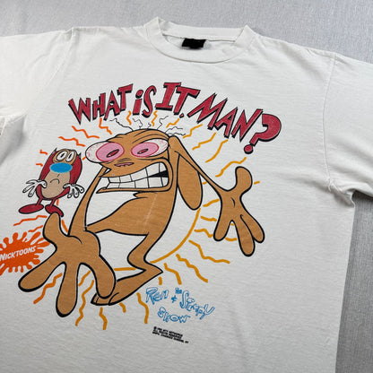 90s REN & STIMPY レン スティンピー Tシャツ USA製 アメコミ キャラクター 白 XL 2603-0203