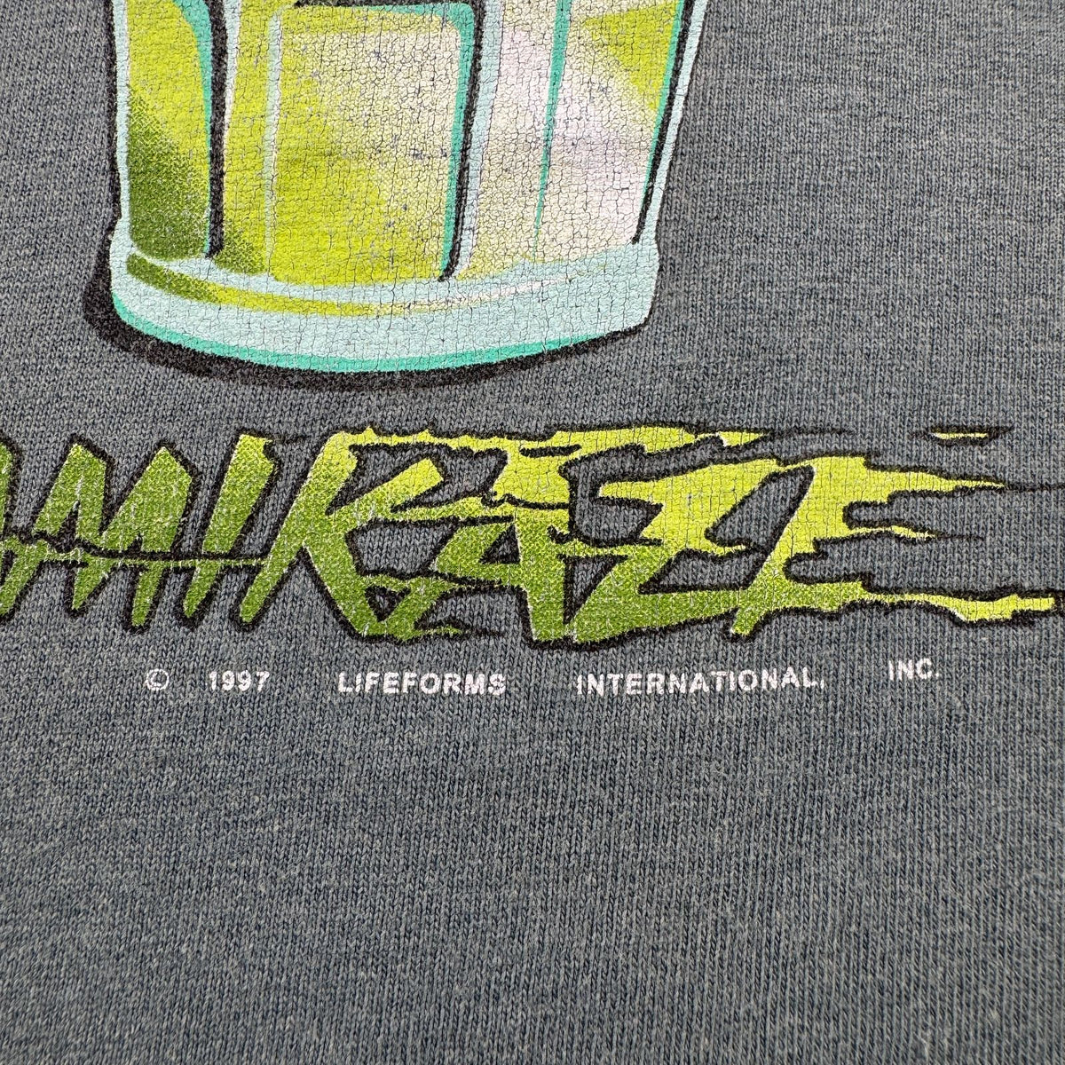 90s USA製 アートT カエル KAMIKAZE カーキ M 両面プリント オールドスケート 2603-0200
