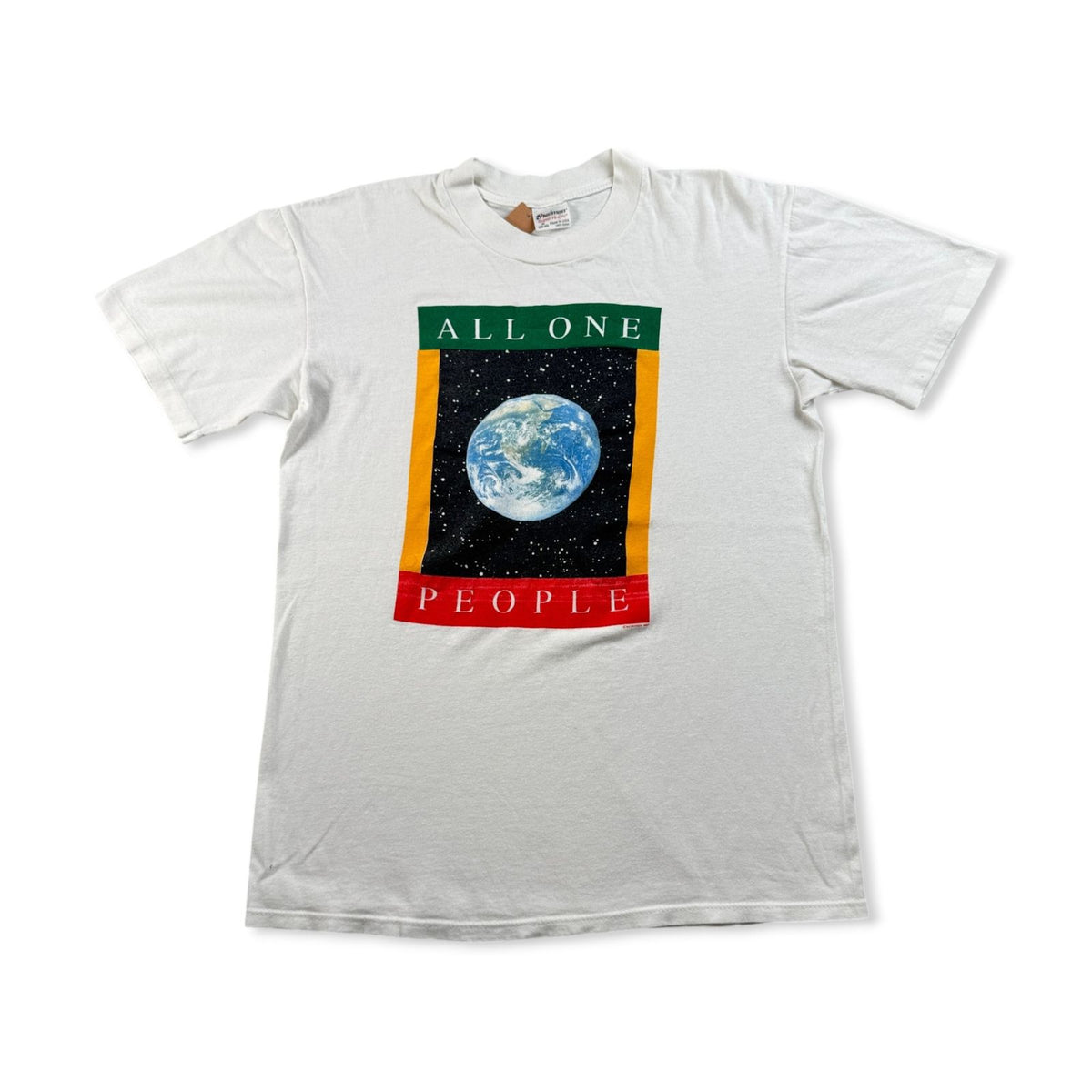 80s アートT ALL ONE PEOPLE Tシャツ 地球 1989 M stedman シングルステッチ a-x-2505-004