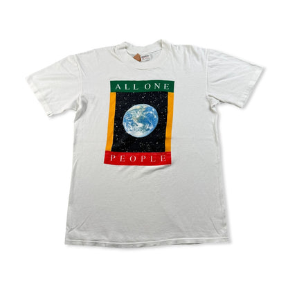 80s アートT ALL ONE PEOPLE Tシャツ 地球 1989 M stedman シングルステッチ a-x-2505-004
