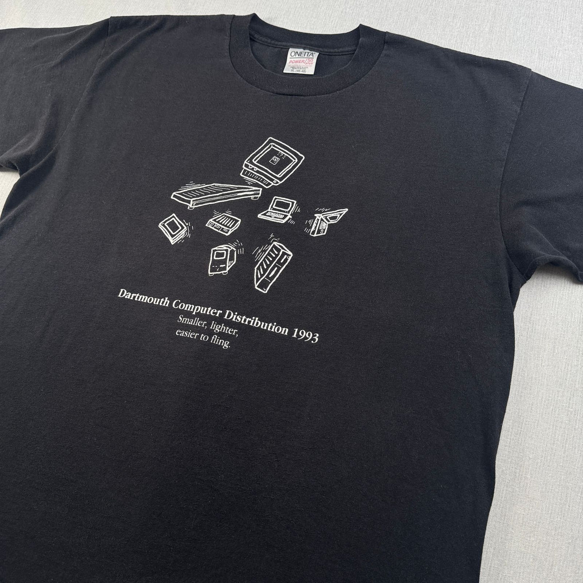 90s アートT Tシャツ Basic color T shirts コンピュータ 1993 パソコン 黒 XL シングルステッチ Dartmouth Computer Distribution a-x-2505-001