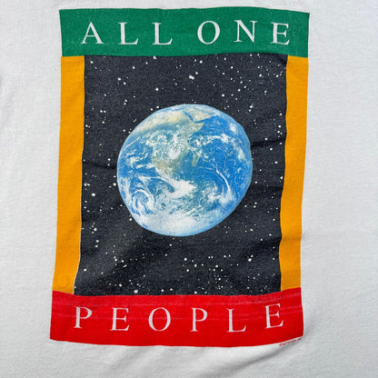 80s アートT ALL ONE PEOPLE Tシャツ 地球 1989 M stedman シングルステッチ a-x-2505-004