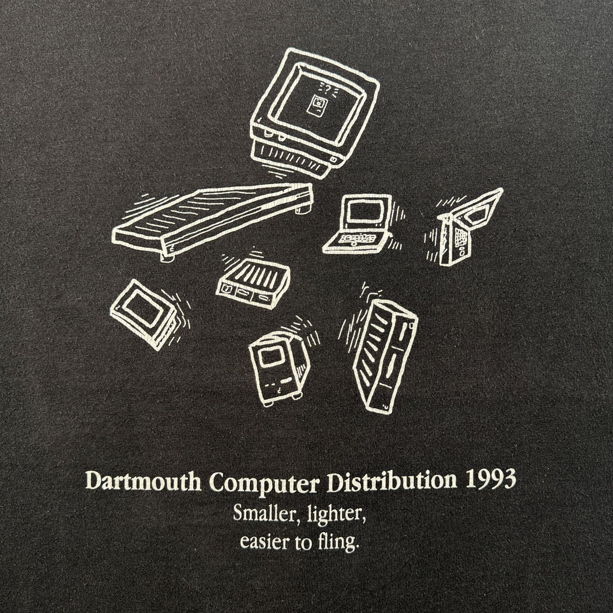 90s アートT Tシャツ Basic color T shirts コンピュータ 1993 パソコン 黒 XL シングルステッチ Dartmouth Computer Distribution a-x-2505-001