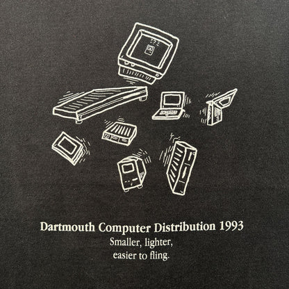 90s アートT Tシャツ Basic color T shirts コンピュータ 1993 パソコン 黒 XL シングルステッチ Dartmouth Computer Distribution a-x-2505-001