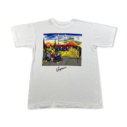 90s 日本 浮世絵 Tシャツ 白 東海道中五十三次 歌川広重 アートT シングルステッチ a-u-2505-053