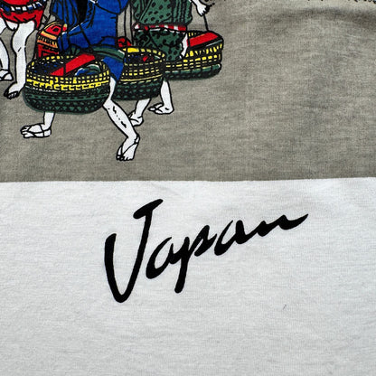 90s 日本 浮世絵 Tシャツ 白 東海道中五十三次 歌川広重 アートT シングルステッチ a-u-2505-053