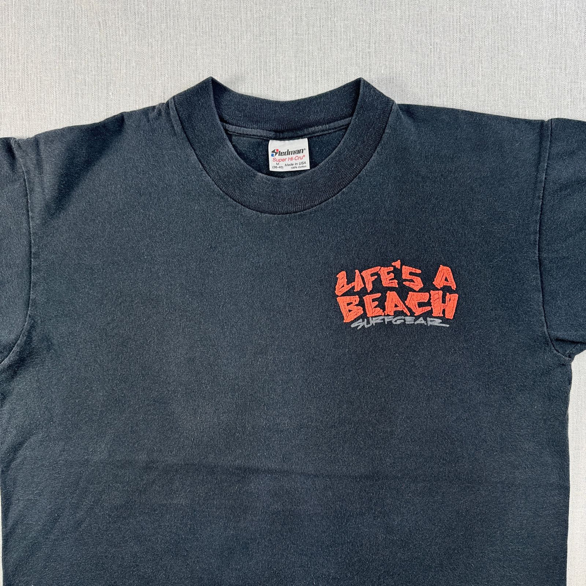 80s バッドボーイ bbc bad boy club オールドサーフ Tシャツ 黒 シングルステッチ オールドスケート stedman USA製 M フェード o-000001