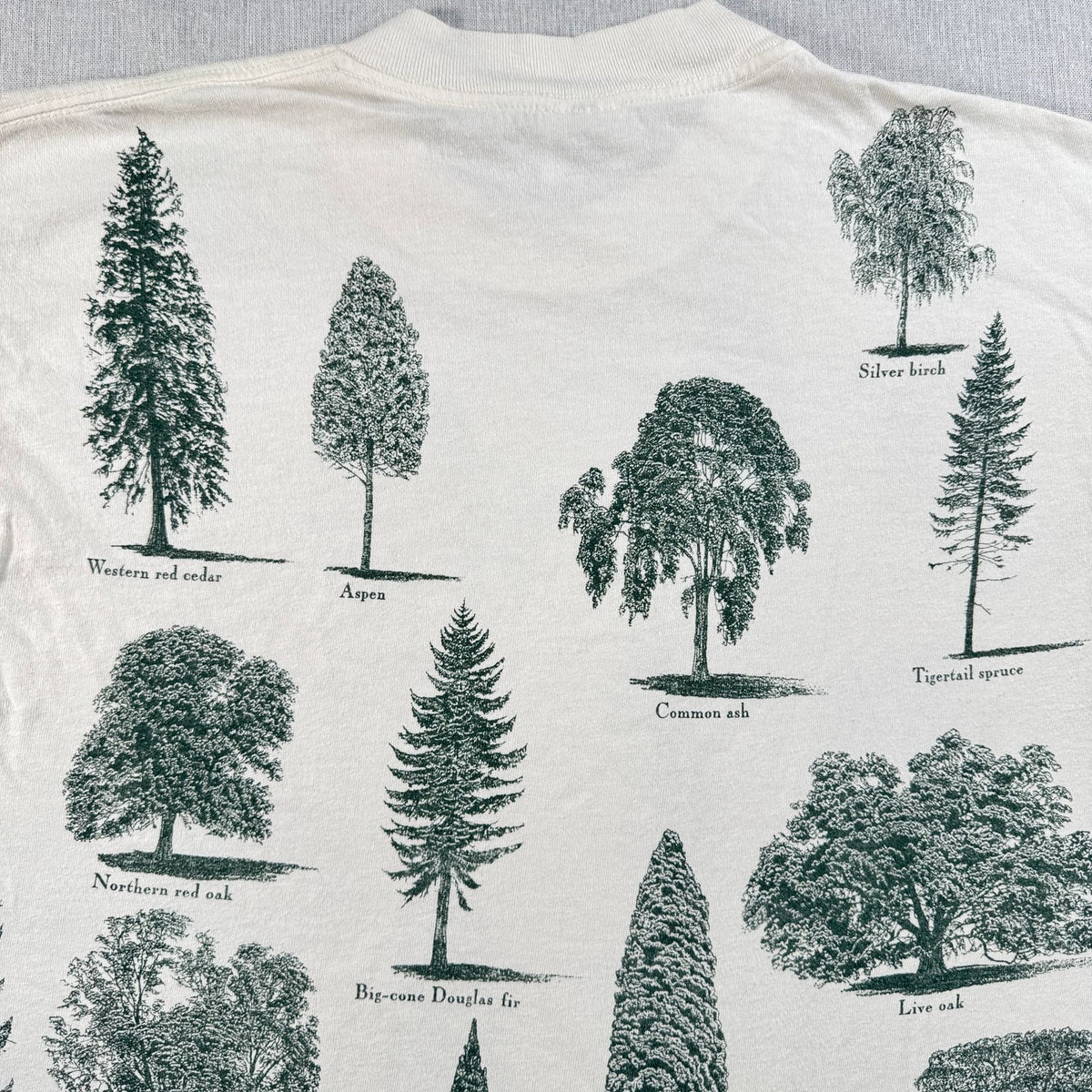 90s rel.e.vant.products 木 自然 植物 総柄 Tシャツ 1995 白 USA製 L アートT シングルステッチ a-x-2505-002