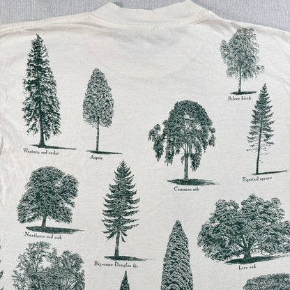 90s rel.e.vant.products 木 自然 植物 総柄 Tシャツ 1995 白 USA製 L アートT シングルステッチ a-x-2505-002