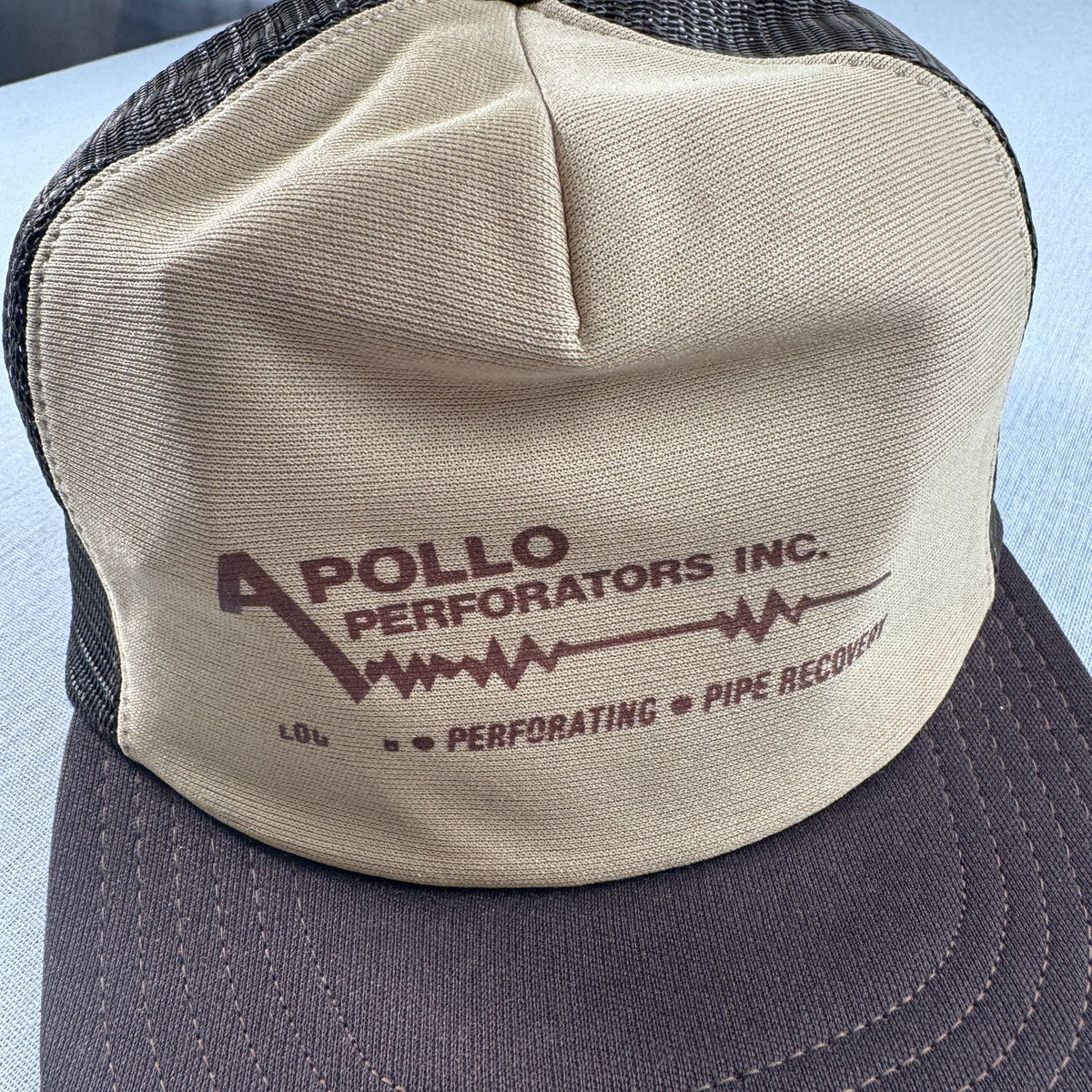 90s USA製 メッシュキャップ ブラウン APOLLO 企業 帽子 スナップバック 2603-0321