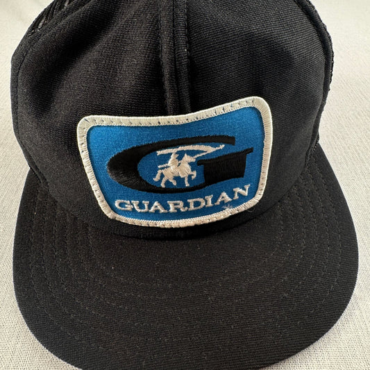90s USA製 メッシュキャップ 黒 ブラック 企業 GUARDIAN 帽子 スナップバック 2603-0324