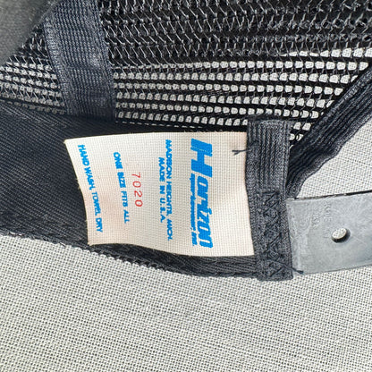 90s USA製 メッシュキャップ 黒 ブラック 企業 GUARDIAN 帽子 スナップバック 2603-0324