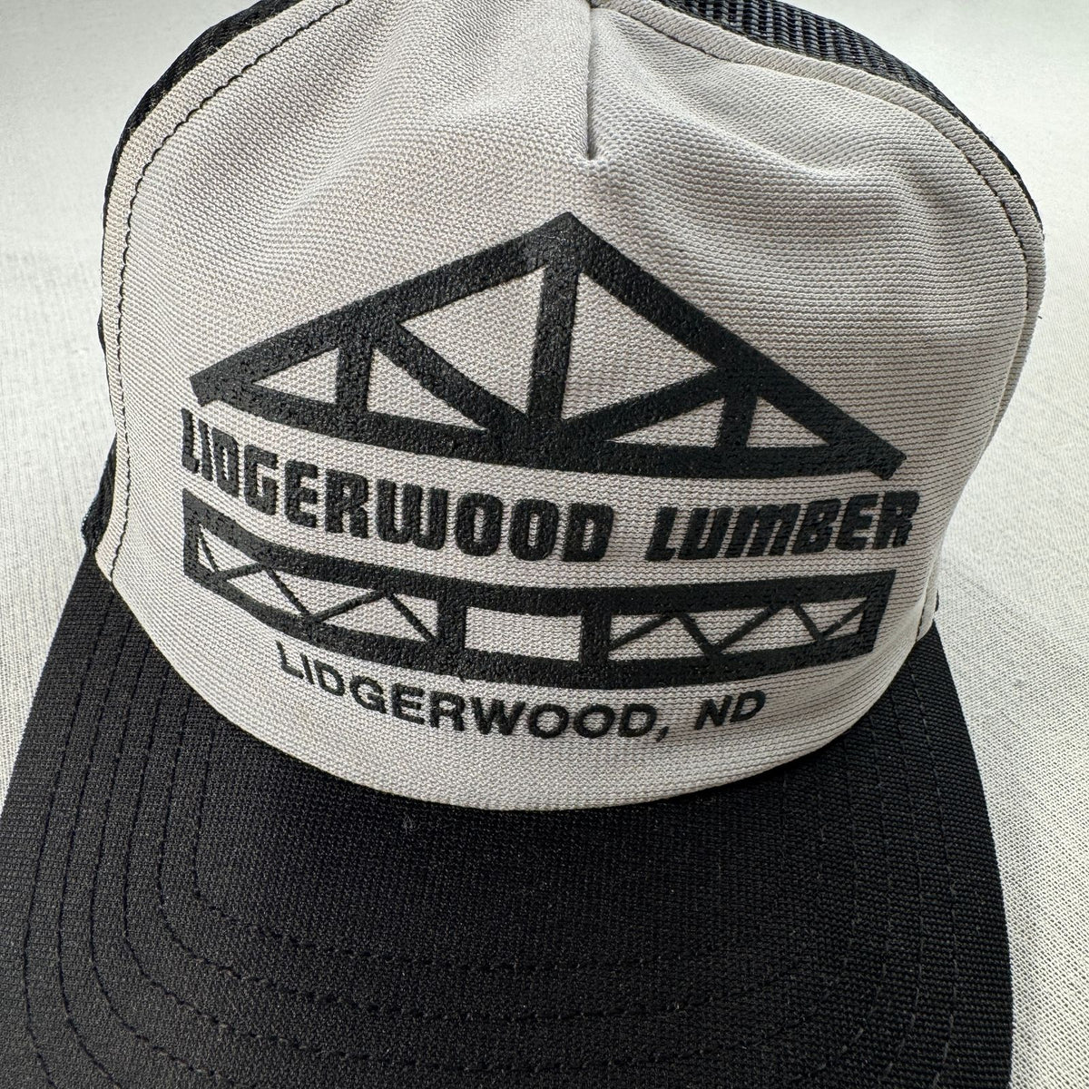 90s USA製 メッシュキャップ 黒 ブラック 企業 LIDGERWOOD 帽子 スナップバック 2603-0323