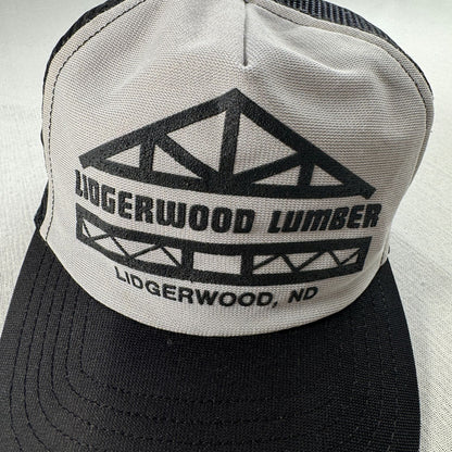 90s USA製 メッシュキャップ 黒 ブラック 企業 LIDGERWOOD 帽子 スナップバック 2603-0323