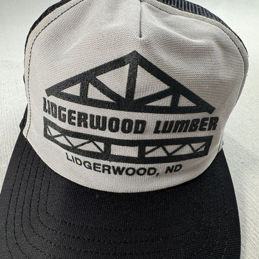 90s USA製 メッシュキャップ 黒 ブラック 企業 LIDGERWOOD 帽子 スナップバック 2603-0323