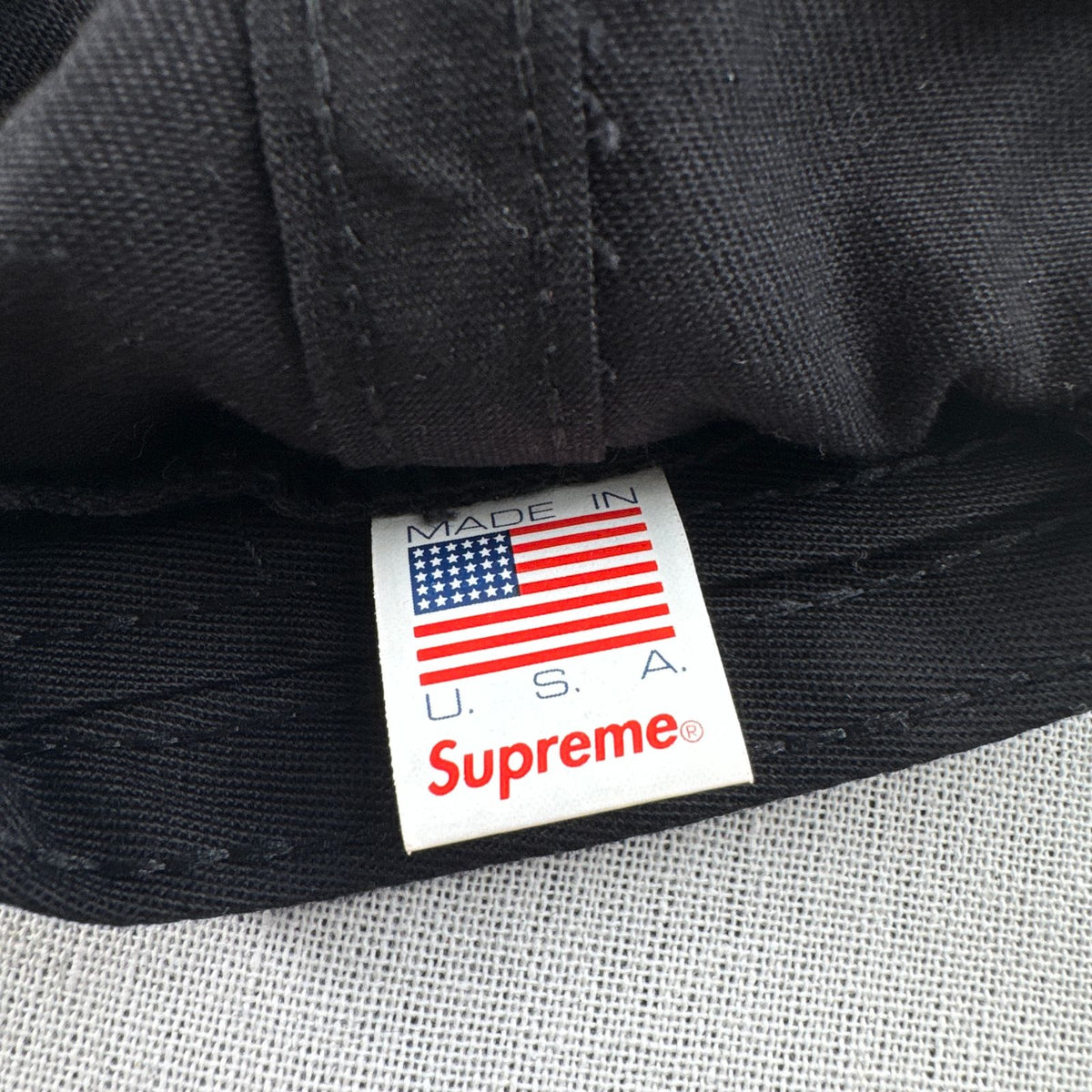 Supreme Visor Logo 6パネル 黒 USA製 キャップ シュプリーム 革 ブラック 2607-0073