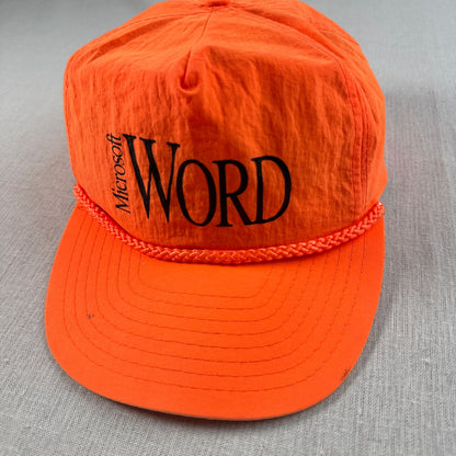 80s 90s マイクロソフト ワード キャップ Microsoft word 企業 オレンジ nissin cap 蛍光色 2607-0072