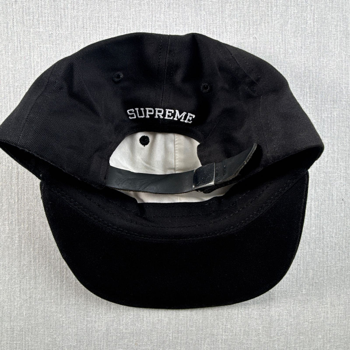 Supreme Visor Logo 6パネル 黒 USA製 キャップ シュプリーム 革 ブラック 2607-0073