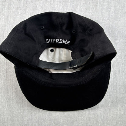 Supreme Visor Logo 6パネル 黒 USA製 キャップ シュプリーム 革 ブラック 2607-0073