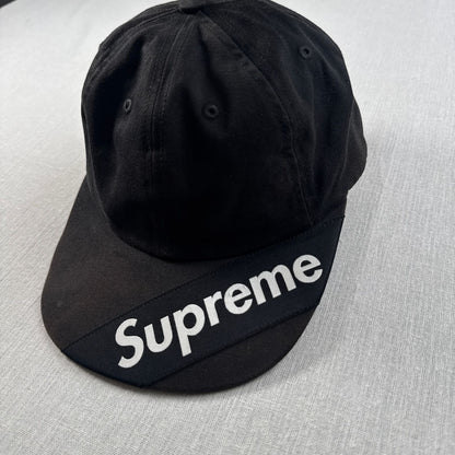 Supreme Visor Logo 6パネル 黒 USA製 キャップ シュプリーム 革 ブラック 2607-0073
