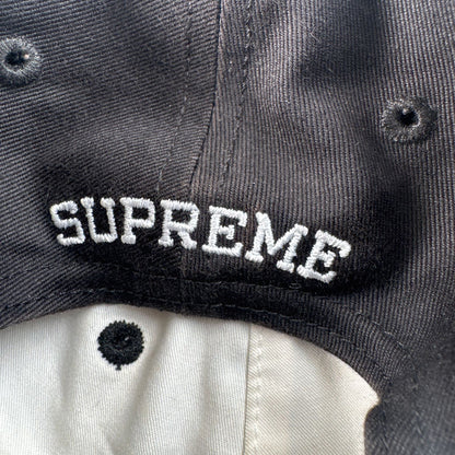 Supreme Visor Logo 6パネル 黒 USA製 キャップ シュプリーム 革 ブラック 2607-0073