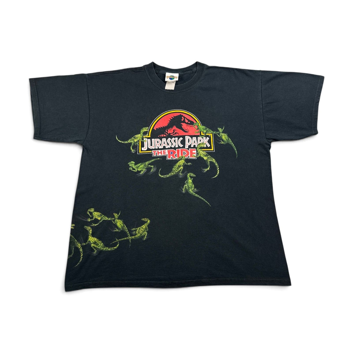 90s ジュラシックパーク the ride JURASSIC PARK ユニバーサルスタジオ 映画 ムービー Tシャツ XL 黒 ハリウッド ボックスシルエット 2603-0257
