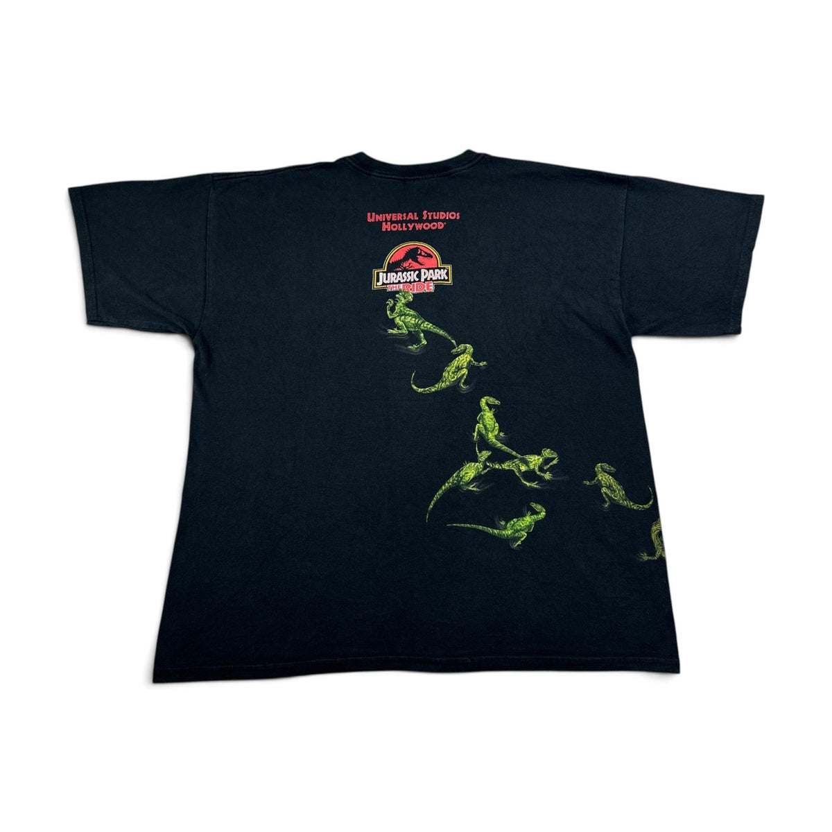 90s ジュラシックパーク the ride JURASSIC PARK ユニバーサルスタジオ 映画 ムービー Tシャツ XL 黒 ハリウッド ボックスシルエット 2603-0257