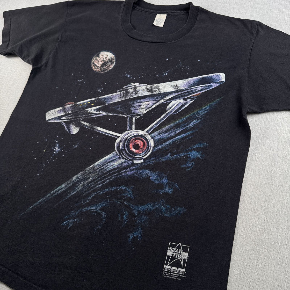 90s STAR TREK 1991 25周年 25th USA製 Tシャツ 映画 ムービー Tシャツ XL 黒 スタートレック ボックスシルエット シングルステッチ 2603-0256