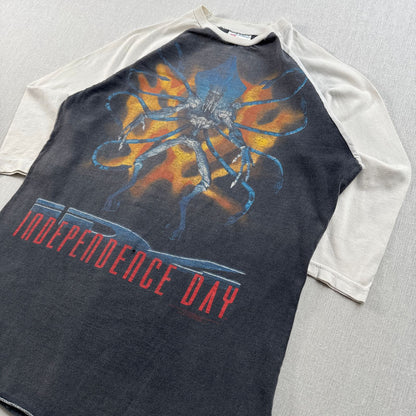 90s インデペンデンスデイ INDEPENDENCE DAY 映画 ムービー ラグラン Tシャツ ラウンドヘム ロンT 長袖 七部袖 1996 2603-0249