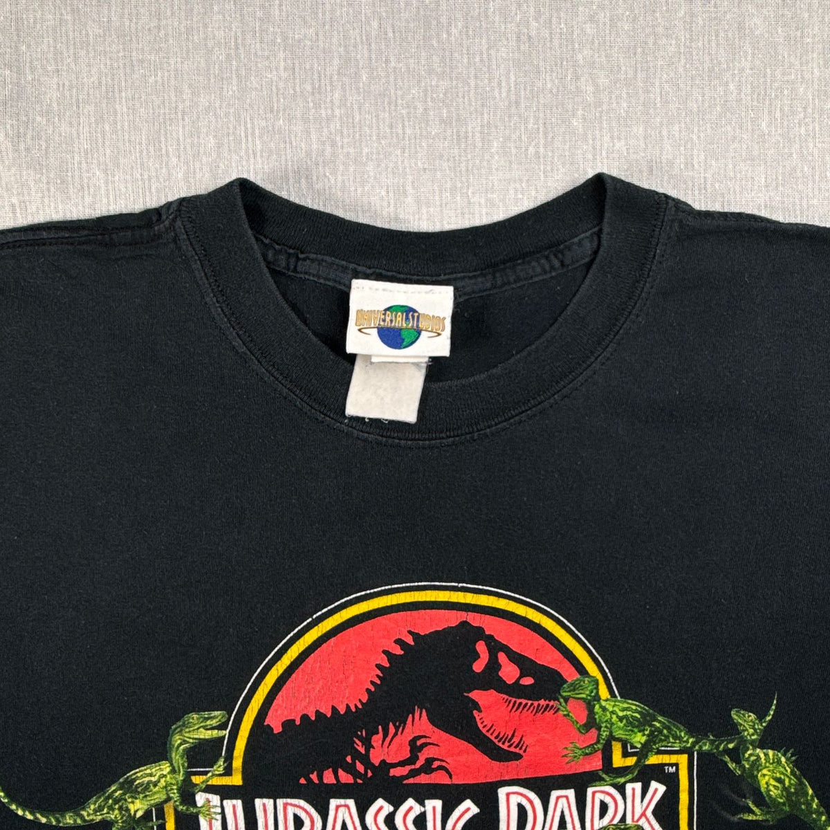 90s ジュラシックパーク the ride JURASSIC PARK ユニバーサルスタジオ 映画 ムービー Tシャツ XL 黒 ハリウッド ボックスシルエット 2603-0257