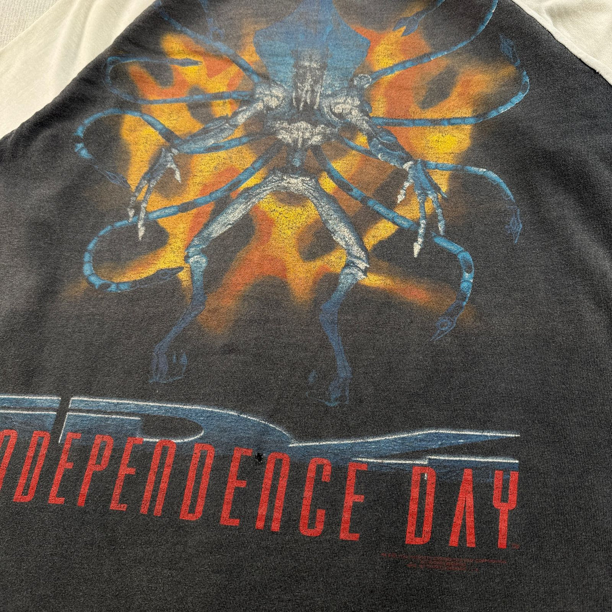 90s インデペンデンスデイ INDEPENDENCE DAY 映画 ムービー ラグラン Tシャツ ラウンドヘム ロンT 長袖 七部袖 1996 2603-0249
