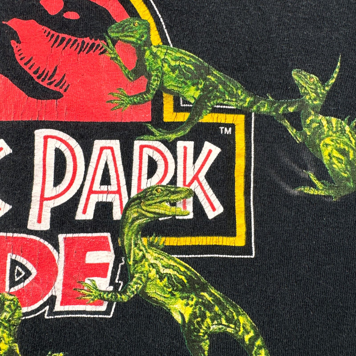 90s ジュラシックパーク the ride JURASSIC PARK ユニバーサルスタジオ 映画 ムービー Tシャツ XL 黒 ハリウッド ボックスシルエット 2603-0257