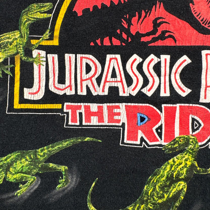90s ジュラシックパーク the ride JURASSIC PARK ユニバーサルスタジオ 映画 ムービー Tシャツ XL 黒 ハリウッド ボックスシルエット 2603-0257