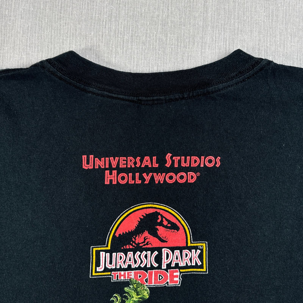 90s ジュラシックパーク the ride JURASSIC PARK ユニバーサルスタジオ 映画 ムービー Tシャツ XL 黒 ハリウッド ボックスシルエット 2603-0257