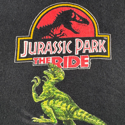 90s ジュラシックパーク the ride JURASSIC PARK ユニバーサルスタジオ 映画 ムービー Tシャツ XL 黒 ハリウッド ボックスシルエット 2603-0257