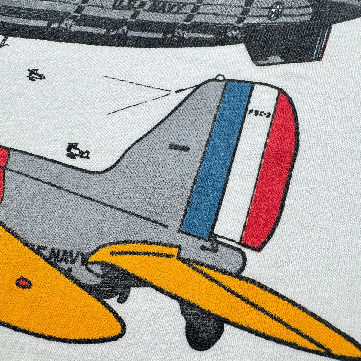 90s Tシャツ USS 飛行機 白 アートT USA製 白 XL オールドイングリッシュ classic wings シングルステッチ 2603-0261