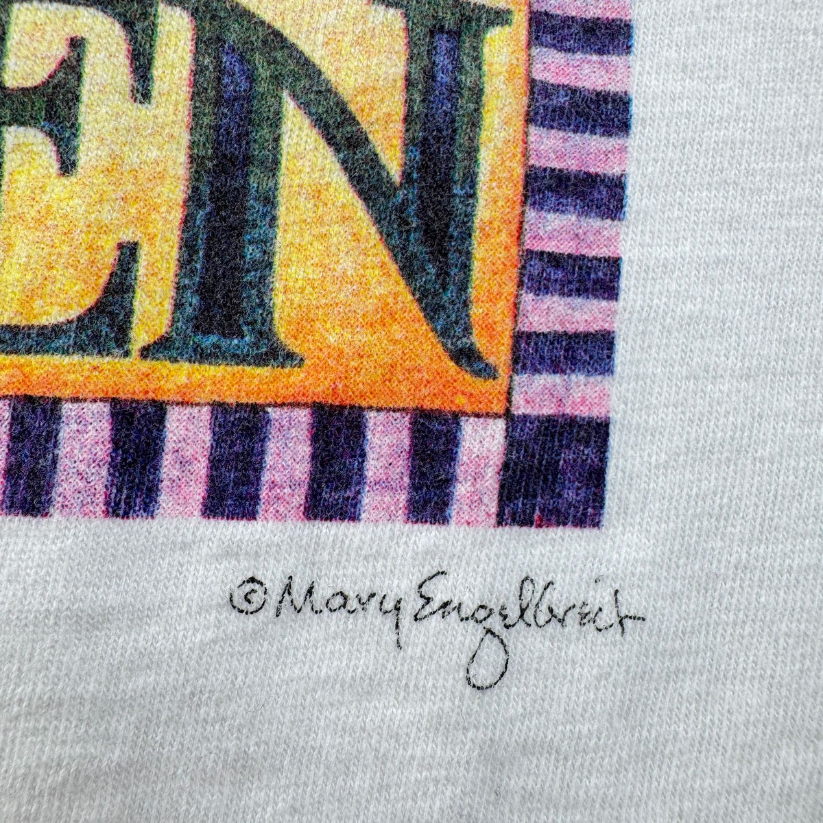 90s USA製 アートT Tシャツ Mary Engelbreit 白 ロンT 長袖 XL IT'S GOOD TO BE QUEEN シングルステッチ 2603-0262