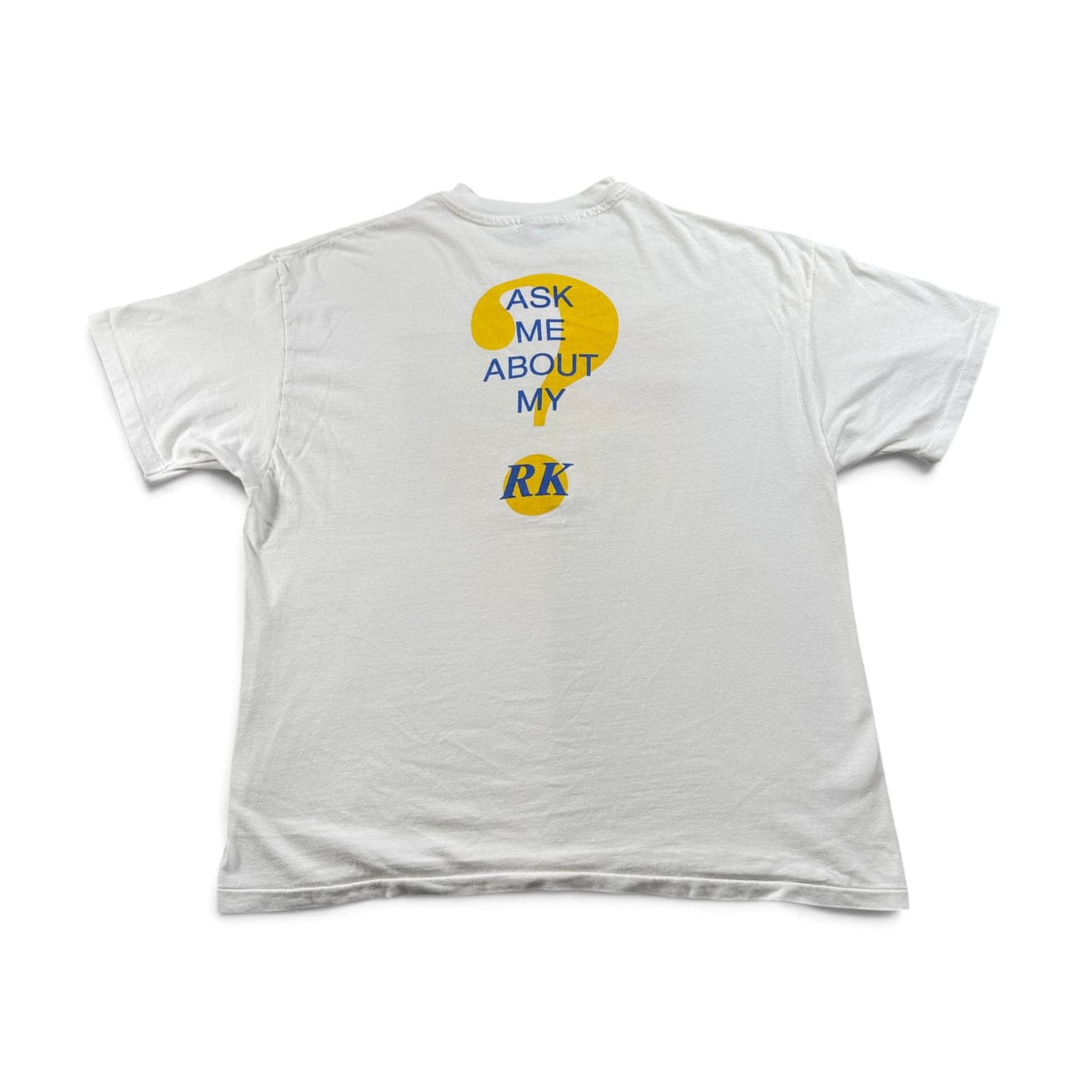 90s USA製 アートT 白 目 Tシャツ eye ask me bout my? XL シングルステッチ 2603-0263