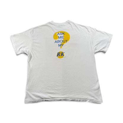 90s USA製 アートT 白 目 Tシャツ eye ask me bout my? XL シングルステッチ 2603-0263