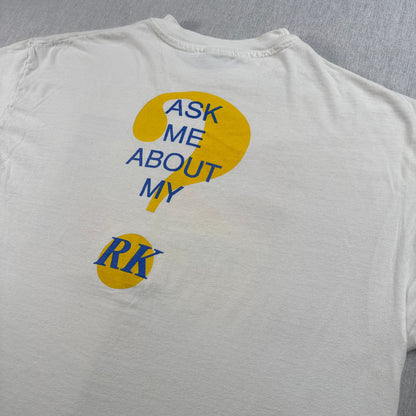 90s USA製 アートT 白 目 Tシャツ eye ask me bout my? XL シングルステッチ 2603-0263