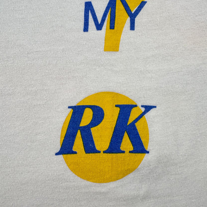 90s USA製 アートT 白 目 Tシャツ eye ask me bout my? XL シングルステッチ 2603-0263