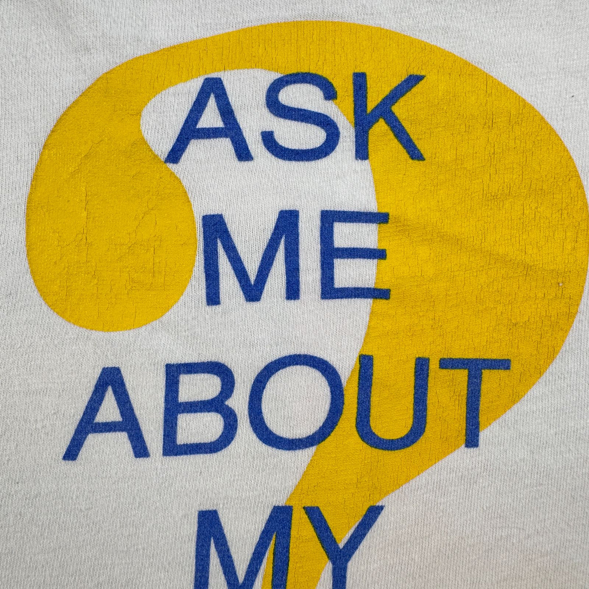 90s USA製 アートT 白 目 Tシャツ eye ask me bout my? XL シングルステッチ 2603-0263