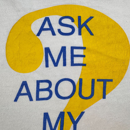 90s USA製 アートT 白 目 Tシャツ eye ask me bout my? XL シングルステッチ 2603-0263