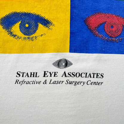 90s USA製 アートT 白 目 Tシャツ eye ask me bout my? XL シングルステッチ 2603-0263